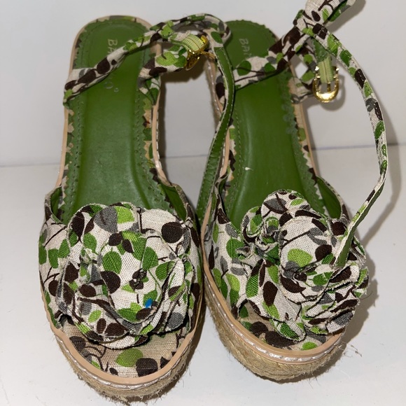 Brown & Green Floral Wedges - Picture 2 of 3
